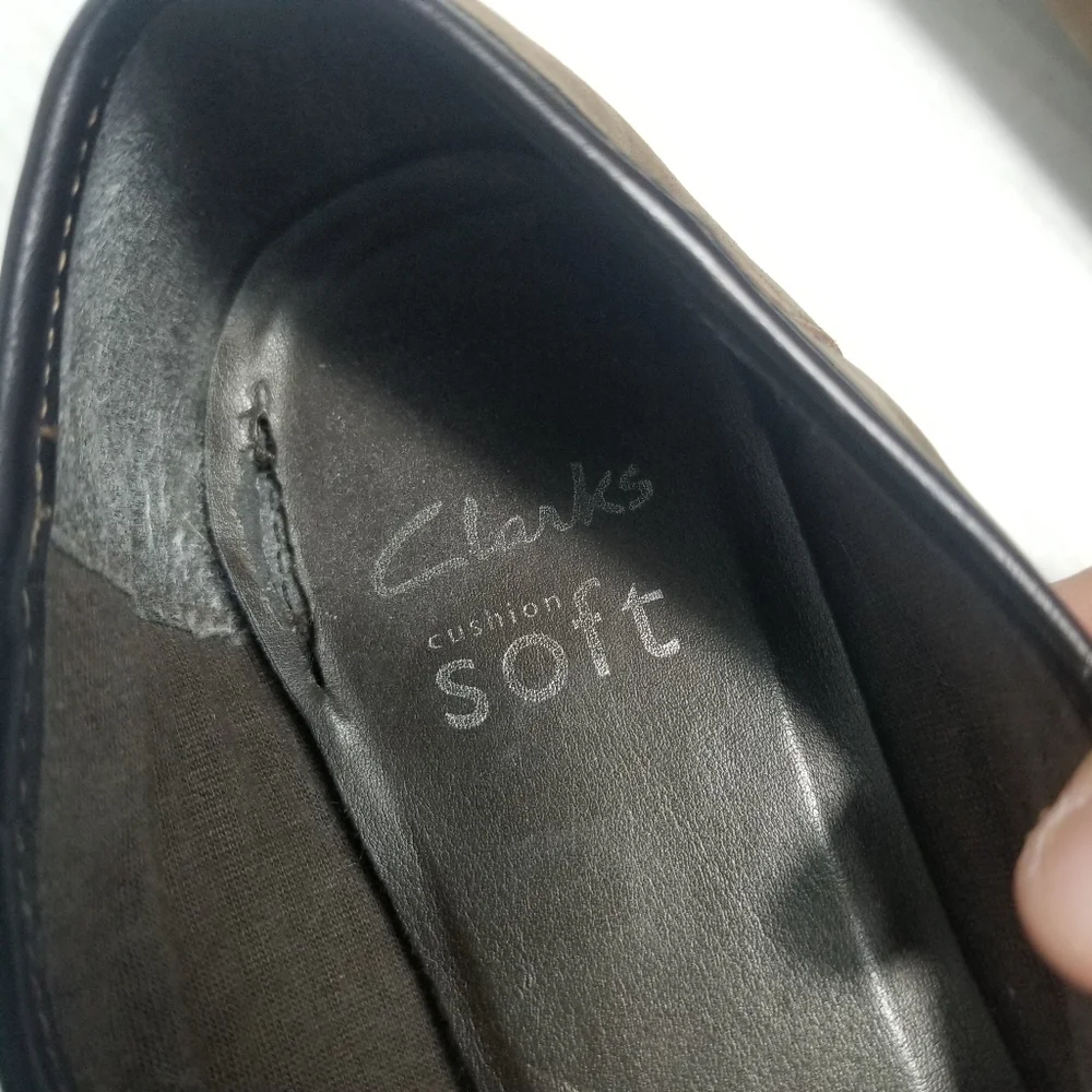 CLARKS CUSHION SOFT BROWN LEATHER UPPER FLATS SIZE 5.5